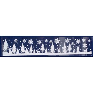 1x stuks velletjes kerst raamstickers sneeuw landschap 58,5 cm - Raamversiering/raamdecoratie stickers kerstversiering