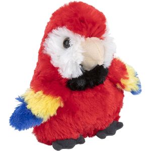 Pluche Kleine Papegaai Rood Knuffel van 13 cm - Kinderen Speelgoed - Dieren Knuffels Cadeau