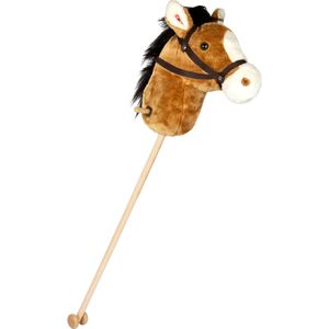 Houten stokpaardje lichtbruin met geluid 105 cm - Stokpaardjes / stokpaarden - Speelgoed pony / paard