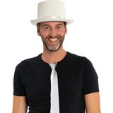 Carnaval verkleedset hoed en stropdas - wit - volwassenen/unisex - feestkleding accessoires