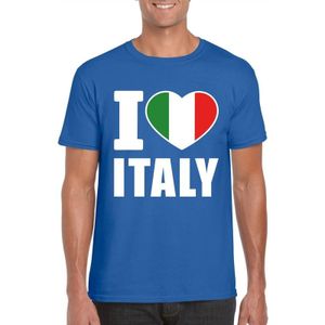 Blauw I love Italy supporter shirt heren - Italie t-shirt heren