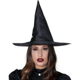 2x stuks heksenhoed zwart voor dames - Halloween/horror/carnaval heksen verkleed hoeden