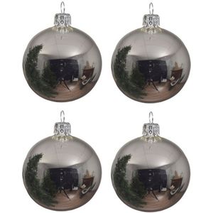 16x Zilveren glazen kerstballen 10 cm - Glans/glanzende - Kerstboomversiering zilver
