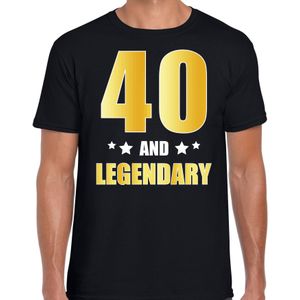 40 and legendary verjaardag cadeau t-shirt / shirt - zwart - gouden en witte letters - voor heren - 40 jaar  / outfit
