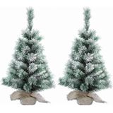 5x Stuks mini kunst kerstboom besneeuwd 60 cm - Kunst kerstbomen / kunstbomen