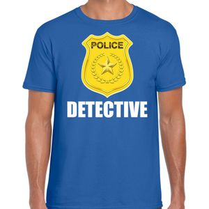 Detective police embleem t-shirt blauw voor heren - politie agent - verkleedkleding / kostuum