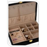 Sieradenbox/juwelendoos zwart fluweel 28 x 19 x 7 cm - Sieraden opslag doosje