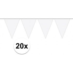 20x stuks Vlaggenlijnen wit 10 meter