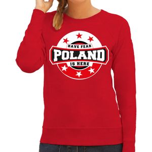 Have fear Poland is here sweater met sterren embleem in de kleuren van de Poolse vlag - rood - dames - Polen supporter / Pools elftal fan trui / EK / WK / kleding