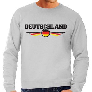 Duitsland / Deutschland landen sweater met Duitse vlag - grijs - heren - landen sweater / kleding - EK / WK / Olympische spelen outfit