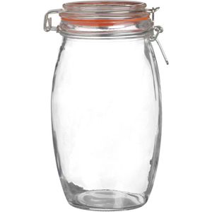 Urban Living Weckpot/inmaakpot - 1.3L - glas - met beugelsluiting - D13 x H22 cm