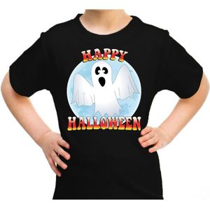Happy Halloween spook verkleed t-shirt zwart voor kinderen - horror spook shirt / kleding / kostuum