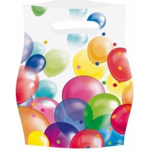 Feestzakjes met ballonnenopdruk plastic - 8x stuks - uitdeelzakjes - Feestartikelen verjaardag