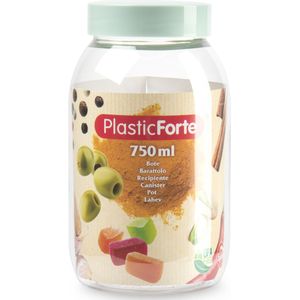 Forte Plastics Voorraadpot/bewaarpot - 750 ml - kunststof - mint groen - B9 x H15 cm