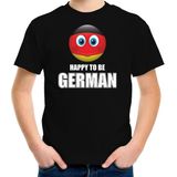 Duitsland Happy to be German landen t-shirt met emoticon - zwart - kinderen - Duitsland landen shirt met Duitse vlag - EK / WK / Olympische spelen outfit / kleding