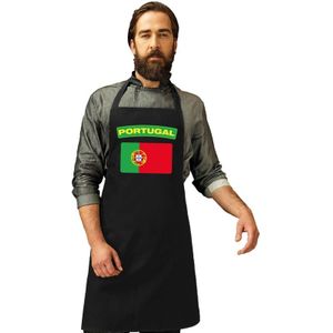 Portugal vlag barbecueschort/ keukenschort zwart volwassenen