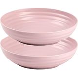 Plasticforte Rond bord/camping - 4x - diep bord - D22 cm - oud roze - kunststof - onbreekbaar