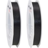 3x Luxe Hobby/decoratie zwarte satijnen sierlinten 1,5 cm/15 mm x 25 meter- Luxe kwaliteit - Cadeaulint satijnlint/ribbon