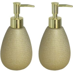 Berilo - 2x Zeeppompje/dispenser goud glanzend polystone 8 x 17 cm