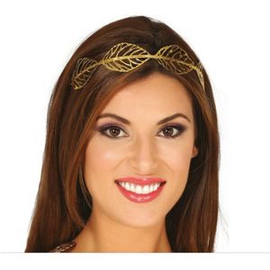 Fiestas Guirca Verkleed haarband lauwerkrans - dames - goud - Romeinse rijk thema party - Carnaval tiara
