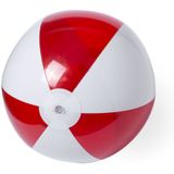 2x stuks opblaasbare strandballen plastic rood/wit 28 cm - Strand buiten zwembad speelgoed