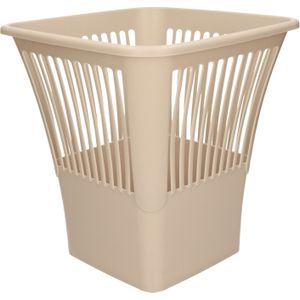 Plasticforte Afvalbak/vuilnisbak/kantoor prullenbak - plastic - beige - 30 cm
