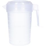 2x stuks grote water/limonade schenkkannen van 2 liter met 12x kunststof gekleurde glazen van 250 ML voordeelset