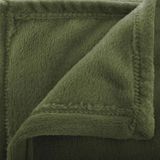 2x Stuks Fleece deken/fleeceplaid olijf groen 125 x 150 cm polyester - Bankdeken - Fleece deken - Fleece plaid