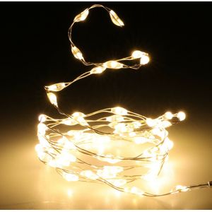 Christmas Decoration draadverlichting zilver- 2x st - 66 leds wit -batterij-1m