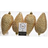 8x Gouden dennenappels kerstballen 12 cm - Glitter - Onbreekbare plastic kerstballen - Kerstboomversiering goud