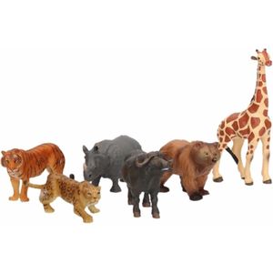 Set van 6 luxe safari speelgoed dieren figuren kunststof - Speelset voor kinderen