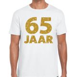 65 jaar goud glitter verjaardag t-shirt wit heren -  verjaardag / jubileum shirts