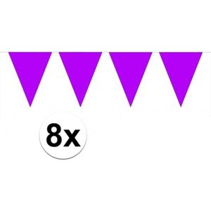 8x vlaggenlijn / slinger paars 10 meter - totaal 80 meter - slingers