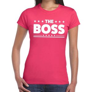 The Boss tekst t-shirt roze dames - dames shirt  The Boss
