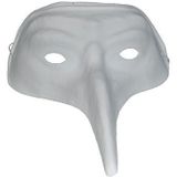 Funny Fashion Halloween/Gemaskerd bal snavel feestmasker - 2x - wit - plastic - volwassenen