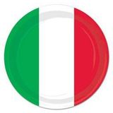 24x stuks Kartonnen bordjes Italie/Italiaanse vlag print 23 cm - Partybordjes Italie thema