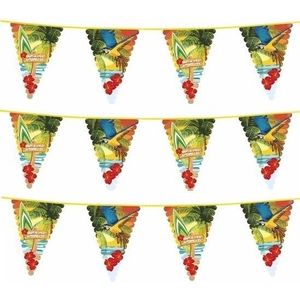 3x Hawaii thema vlaggenlijn 6 meter - Slingers - Hawaii decoratie feestartikelen