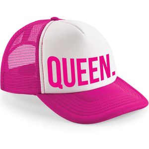 Bellatio Decorations snapback/cap voor dames - Queen - roze/wit - feest pet - koningsdag - koningin