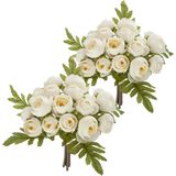 Atmosphera kunstbloemen 2 boeketten 18 mini camelia's wit 30 cm