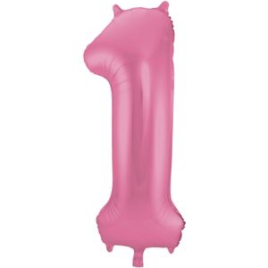 Folat Folie cijfer ballon - 86 cm roze - cijfer 1 - verjaardag leeftijd