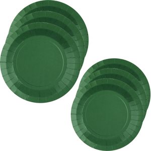 Santex Feest/verjaardag borden set - 20x stuks - donker groen - 17 cm en 22 cm