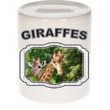 Dieren liefhebber giraffe spaarpot  9 cm jongens en meisjes - keramiek - Cadeau spaarpotten giraffen liefhebber