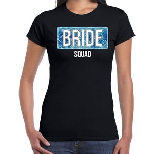 Bride squad t-shirt met panterprint - zwart - dames - vrijgezellenfeest outfit / shirt / kleding