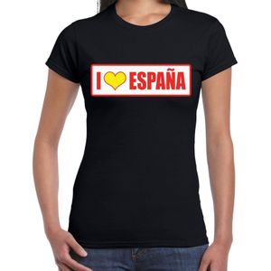 I love Espana / Spanje landen t-shirt zwart - dames - Spanje landen shirt / kleding - EK / WK / Olympische spelen outfit