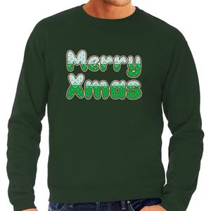 Merry xmas foute Kersttrui - groen - heren - Kerstsweaters / Kerst outfit