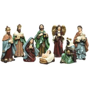 Decoris kerststal beelden/kerstbeelden - 8x st -tot 9 cm -polyresin