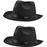 6x stuks zwarte Fedora verkleed hoed voor volwassenen - Ook o.a geschikt voor Halloween Freddy Krueger, Al Capone, Gangsters