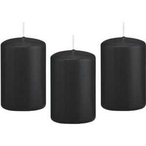 8x Zwarte cilinderkaars/stompkaars 5 x 8 cm 18 branduren - Geurloze kaarsen - Woondecoraties