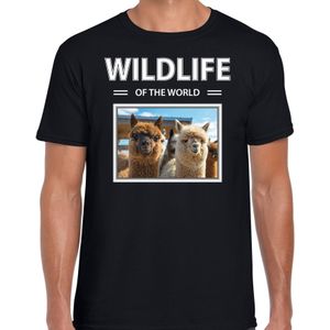 Dieren foto t-shirt Alpaca - zwart - heren - wildlife of the world - cadeau shirt Alpaca's liefhebber