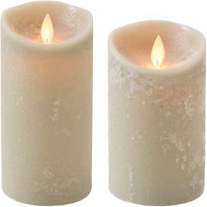 Set van 2x Stuks Taupe Bruine Led Kaarsen met Bewegende Vlam - 12.5 en 15 cm